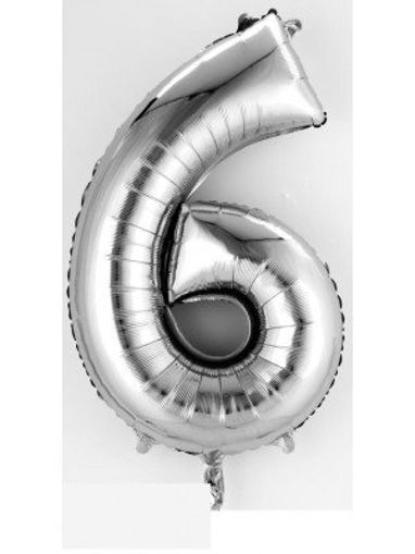 Picture of FOIL BALLOON NUMBER 6 SILVER 16 INCH